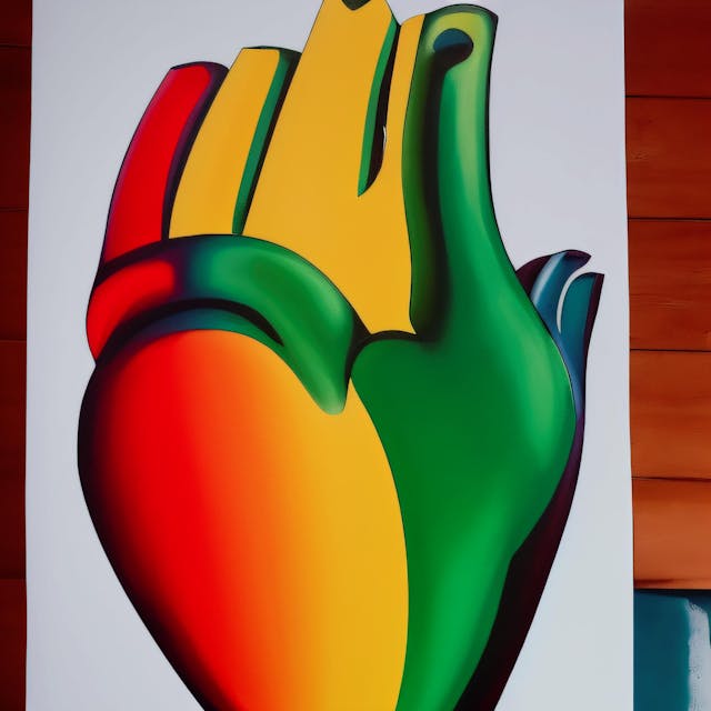 A heart with the colors of the Jamaican flag with a lady in it